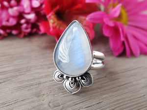 Rainbow Moonstone Ring or Pendant (Choose Your Size)