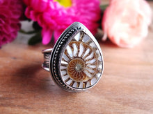 Load image into Gallery viewer, Ammonite w/ Mother of Pearl Ring or Pendant (Choose Your Size)