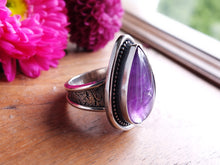 Load image into Gallery viewer, Amethyst &amp; Mother of Pearl Ring or Pendant (Choose Your Size)