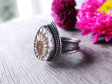 Load image into Gallery viewer, Ammonite w/ Mother of Pearl Ring or Pendant (Choose Your Size)