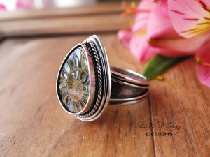 Ammonite with Abalone Inlay Ring or Pendant (Choose Your Size)