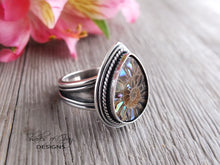 Load image into Gallery viewer, Ammonite with Abalone Inlay Ring or Pendant (Choose Your Size)