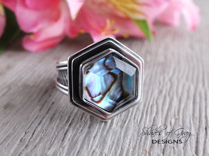 Abalone and Quartz Doublet Ring or Pendant (Choose Your Size)