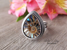 Load image into Gallery viewer, Ammonite with Abalone Inlay Ring or Pendant (Choose Your Size)