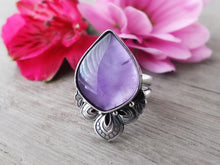 Load image into Gallery viewer, Amethyst &amp; Mother of Pearl Ring or Pendant (Choose Your Size)