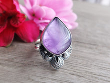 Load image into Gallery viewer, Amethyst &amp; Mother of Pearl Ring or Pendant (Choose Your Size)