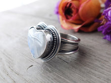 Load image into Gallery viewer, Rainbow Moonstone Heart Ring or Pendant (Choose Your Size)