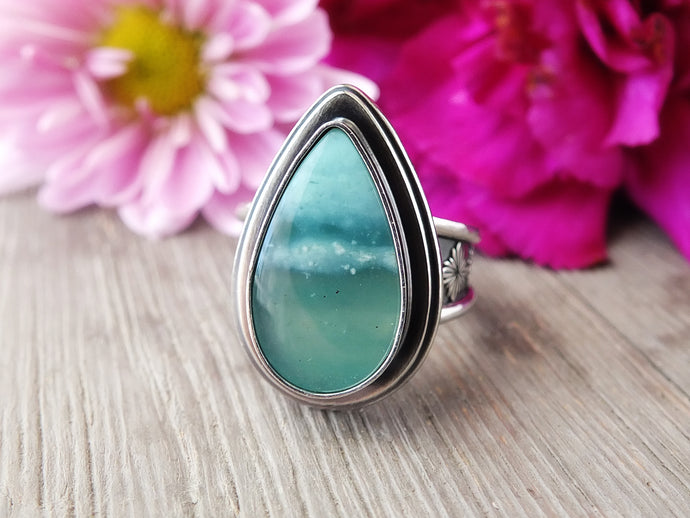 Blue Opalized Wood Ring or Pendant (Choose Your Size)