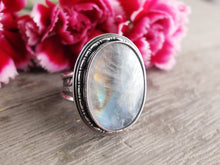 Load image into Gallery viewer, Rainbow Moonstone Ring or Pendant (Choose Your Size)