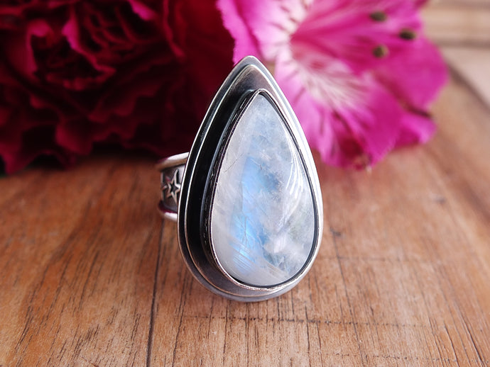 Rainbow Moonstone Ring or Pendant (Choose Your Size)