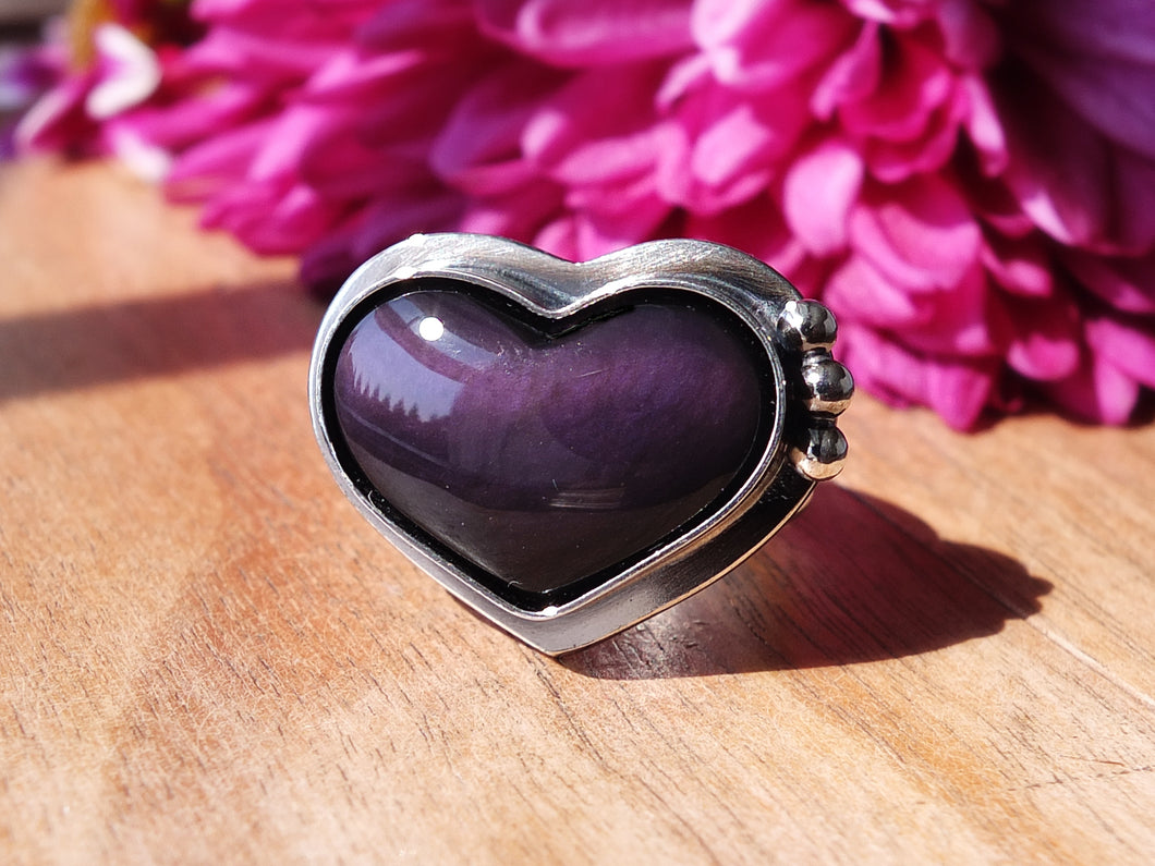 Rainbow Obsidian Heart Ring or Pendant (Choose Your Size)