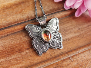 Tri-Color Tourmaline Butterfly Pendant