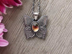 Tri-Color Tourmaline Butterfly Pendant