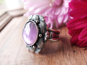 Amethyst and Mother of Pearl Ring or Pendant (Choose Your Size)