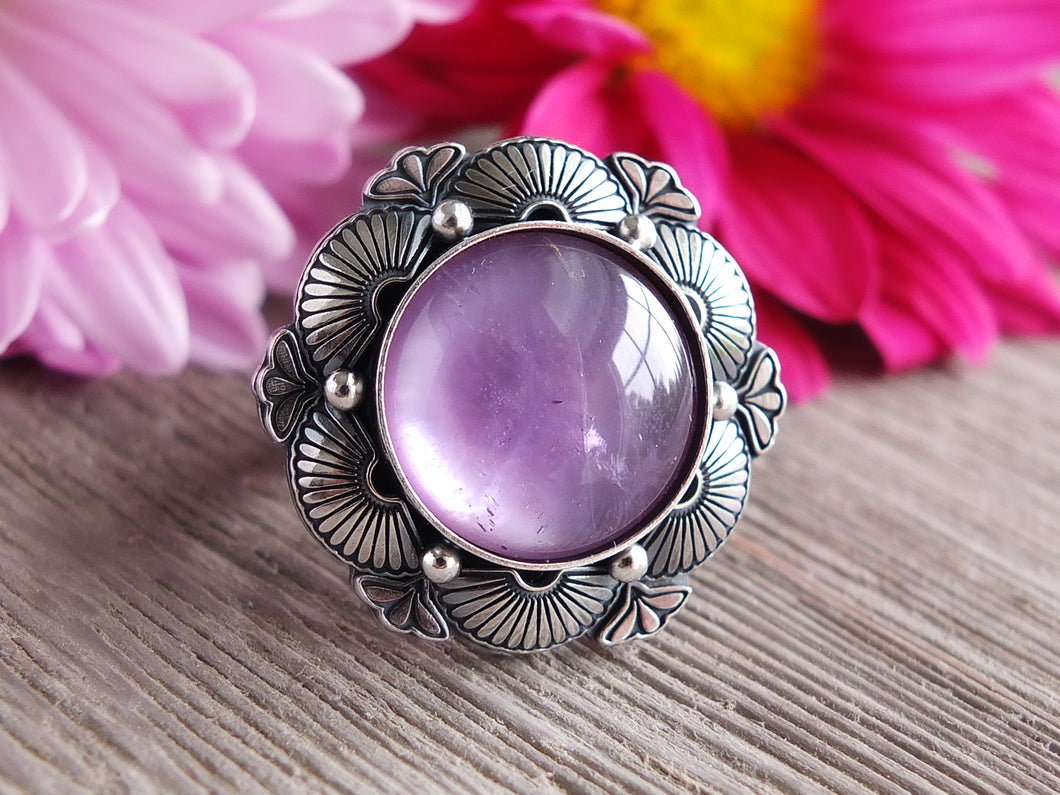 Amethyst and Mother of Pearl Ring or Pendant (Choose Your Size)