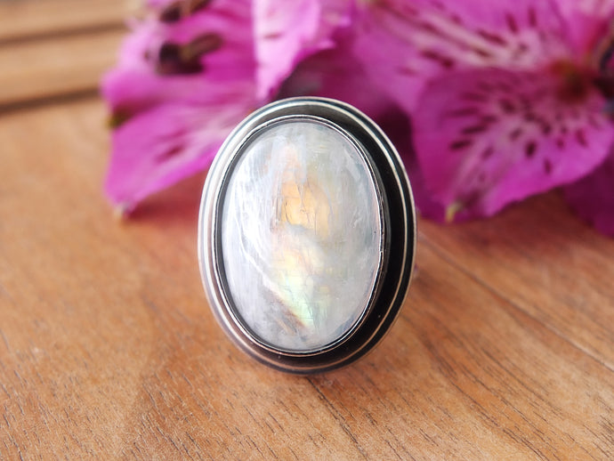 Rainbow Moonstone Ring or Pendant (Choose Your Size)