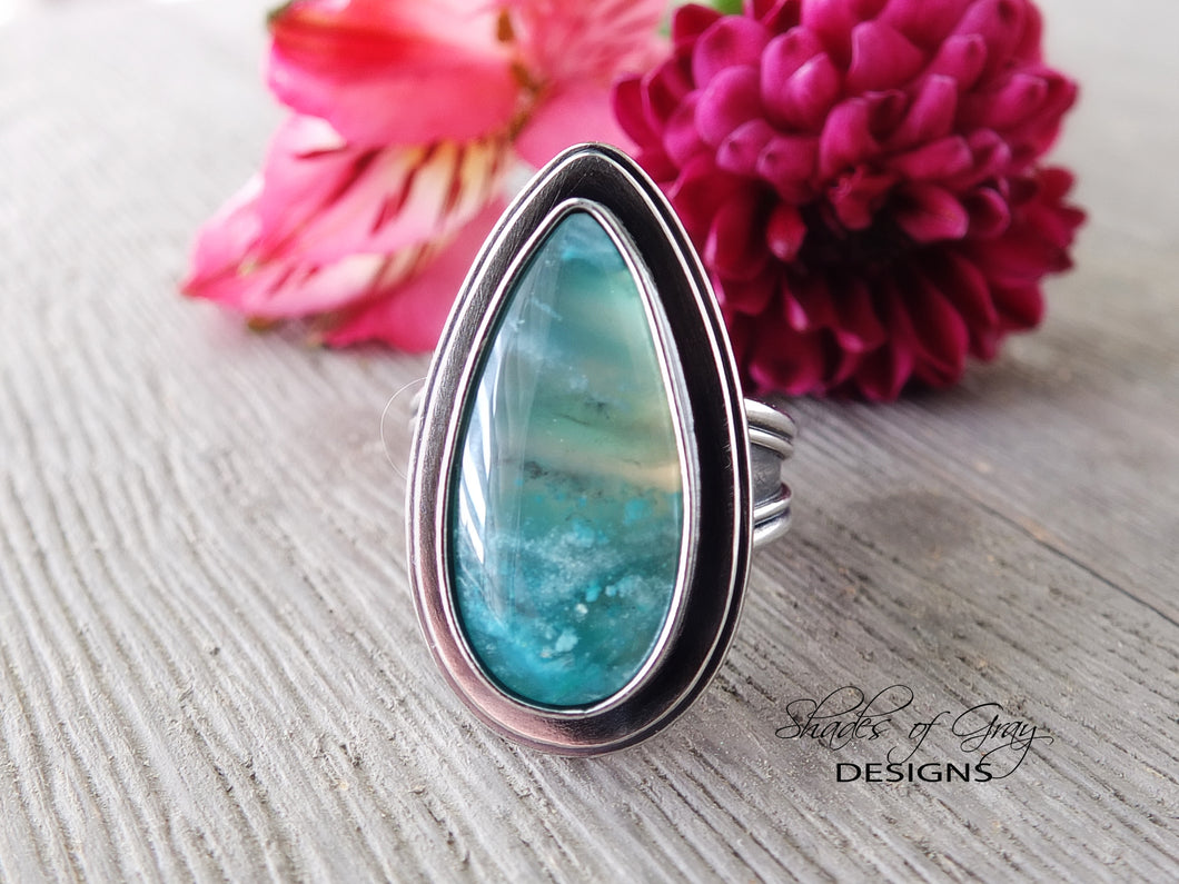 Blue Opal Wood Ring or Pendant (Choose Your Size)