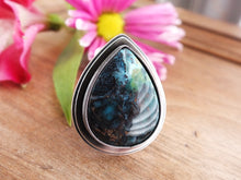 Load image into Gallery viewer, Blue Opalized Wood Ring or Pendant (Choose Your Size)