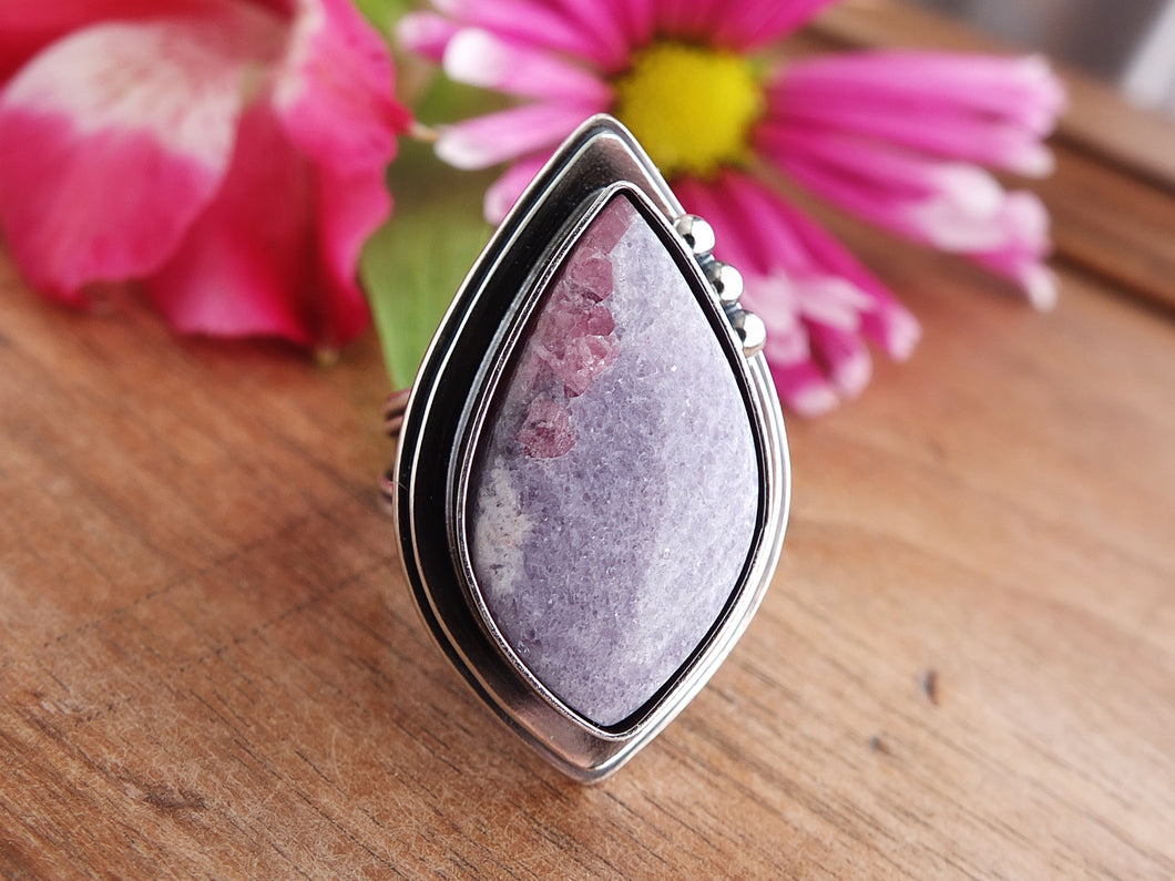 Lepidolite with Tourmaline Ring or Pendant (Choose Your Size)