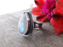 Load image into Gallery viewer, Rainbow Moonstone Ring or Pendant (Choose Your Size)
