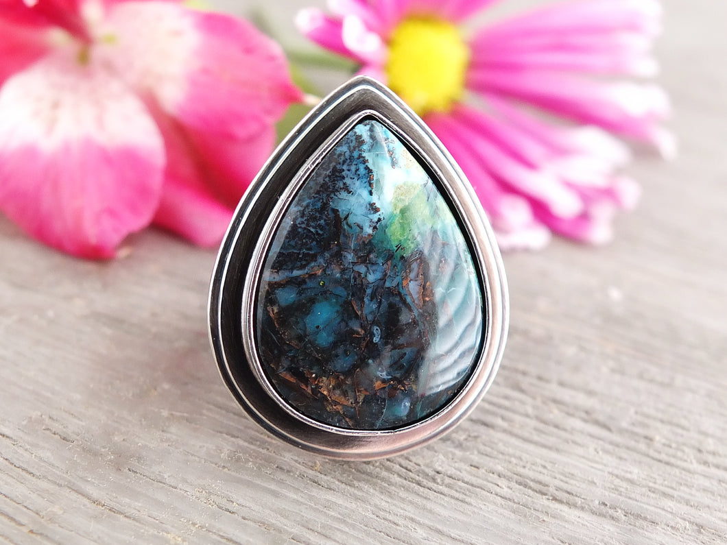 Blue Opalized Wood Ring or Pendant (Choose Your Size)