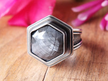 Load image into Gallery viewer, Rose Cut Silver Sheen Sapphire Ring or Pendant (Choose Your Size)