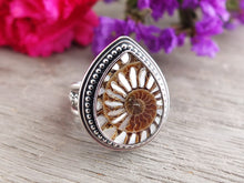 Load image into Gallery viewer, Ammonite with Mother of Pearl Inlay Ring or Pendant (Choose Your Size)