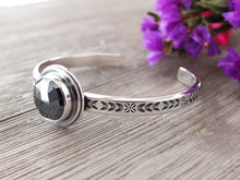 Load image into Gallery viewer, RESERVED: Rose Cut Hematite Cuff Bracelet