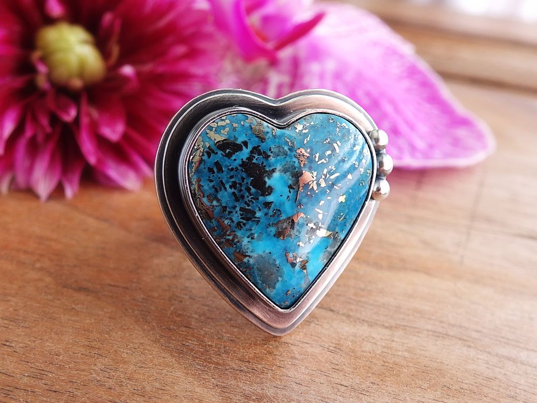 Persian Turquoise w/ Pyrite Ring or Pendant (Choose Your Size)