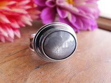 Load image into Gallery viewer, Silver Gray Sapphire Ring or Pendant (Choose Your Size)