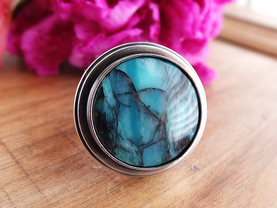 Blue Opalized Petrified Wood Ring or Pendant (Choose Your Size)