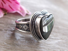 Load image into Gallery viewer, Rainbow Obsidian Heart Ring or Pendant (Choose Your Size)