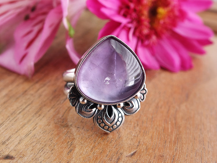 Amethyst and Mother of Pearl Ring or Pendant (Choose Your Size)