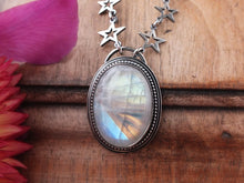 Load image into Gallery viewer, Oval Rainbow Moonstone Necklace