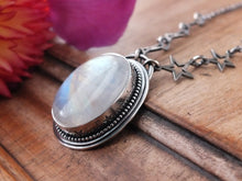 Load image into Gallery viewer, Oval Rainbow Moonstone Necklace