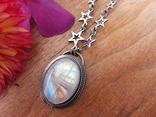 Load image into Gallery viewer, Oval Rainbow Moonstone Necklace