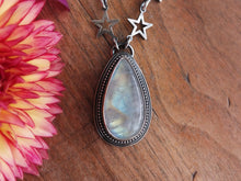 Load image into Gallery viewer, Teardrop Rainbow Moonstone Necklace