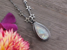 Load image into Gallery viewer, Teardrop Rainbow Moonstone Necklace