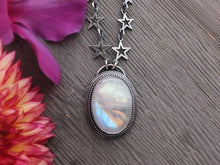 Load image into Gallery viewer, Oval Rainbow Moonstone Necklace