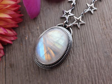 Load image into Gallery viewer, Oval Rainbow Moonstone Necklace