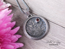 Load image into Gallery viewer, Engraved Flower and Tourmaline Pendant