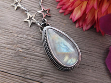 Load image into Gallery viewer, Teardrop Rainbow Moonstone Necklace