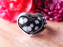 Load image into Gallery viewer, Snowflake Obsidian Heart Ring or Pendant (Choose Your Size)