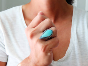 Blue Opalized Wood Ring or Pendant (Choose Your Size)