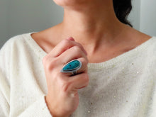 Load image into Gallery viewer, Blue Opalized Wood Ring or Pendant (Choose Your Size)