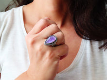 Load image into Gallery viewer, Amethyst &amp; Mother of Pearl Ring or Pendant (Choose Your Size)