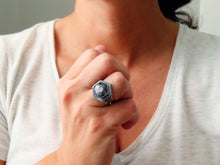Load image into Gallery viewer, Rose Cut Silver Gray Star Sapphire Ring or Pendant (Choose Your Size)