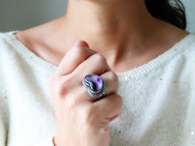 Load image into Gallery viewer, Amethyst Heart Ring or Pendant (Choose Your Size)