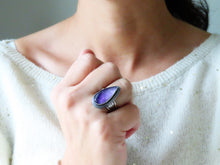 Load image into Gallery viewer, Amethyst &amp; Mother of Pearl Ring or Pendant (Choose Your Size)