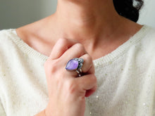 Load image into Gallery viewer, Amethyst &amp; Mother of Pearl Ring or Pendant (Choose Your Size)